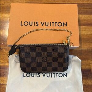 Louis Vuitton Red and Brown Zippered Pouch